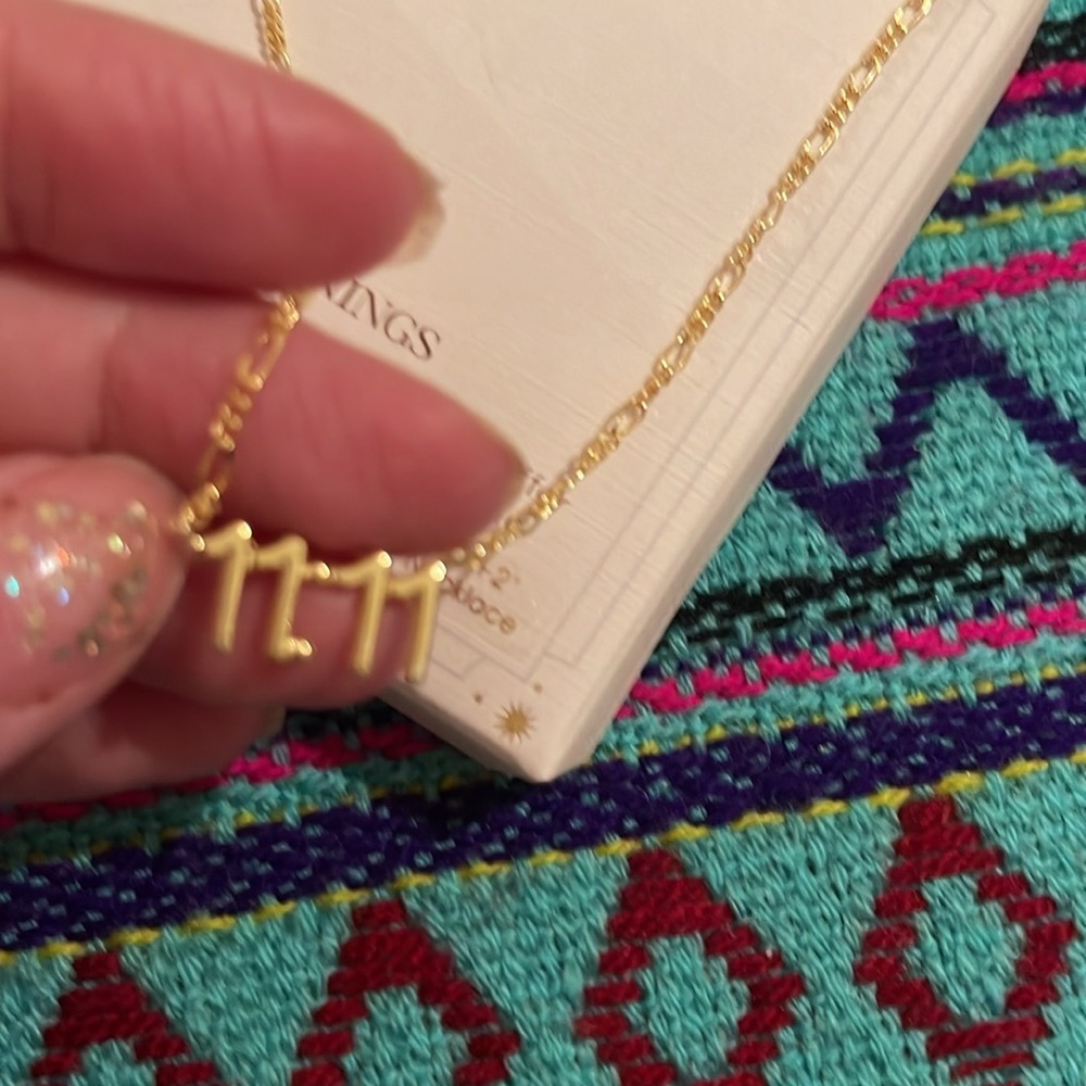 ✨BNWOT✨11.11 👼🏼Angel Number Necklace ✨👼🏼14kt Gold Plated Sterling Silver…